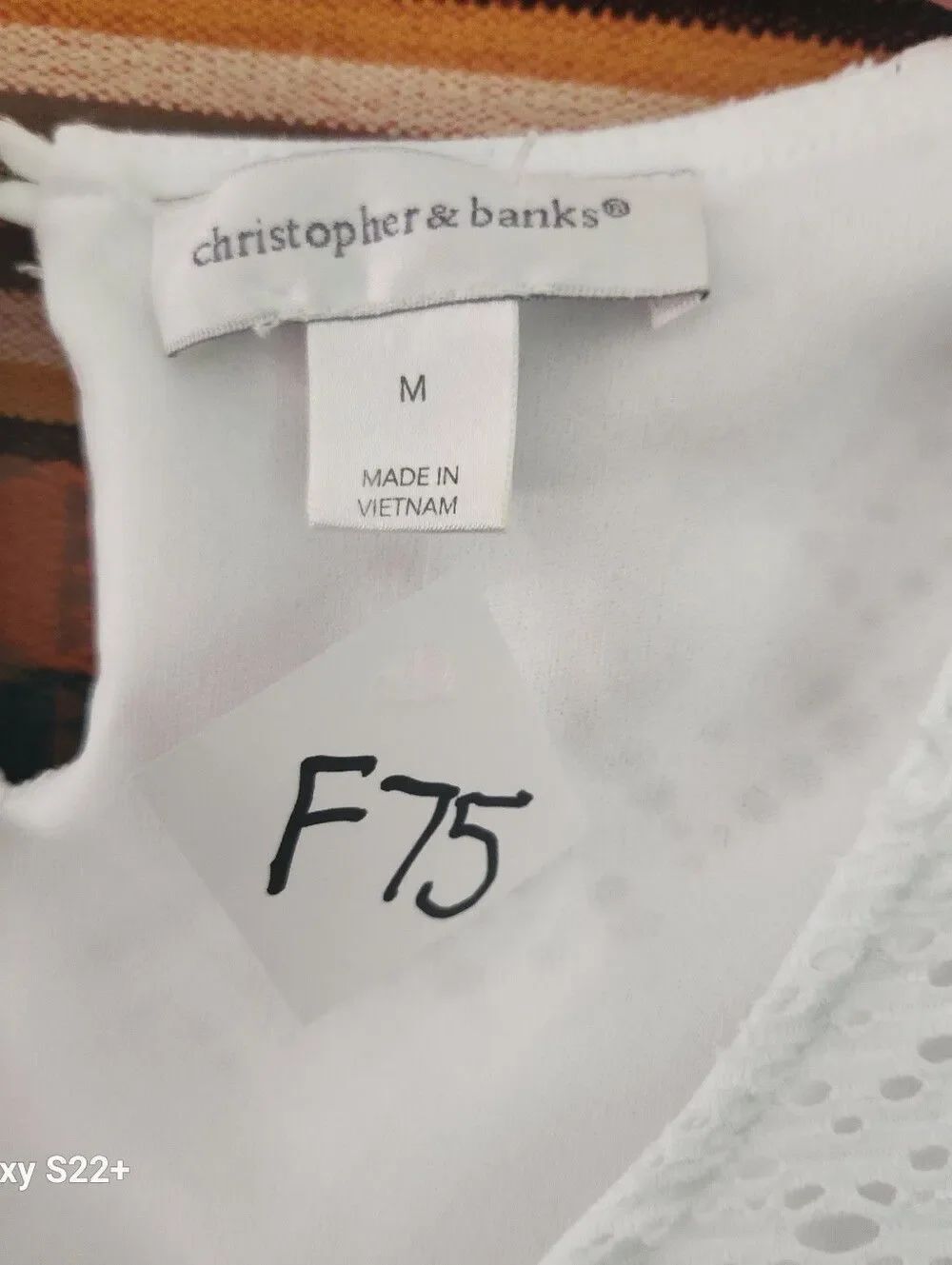 F75 Christopher & Banks Women’s White Sleeveless Lacy Lined Blouse - Picture 13 of 16